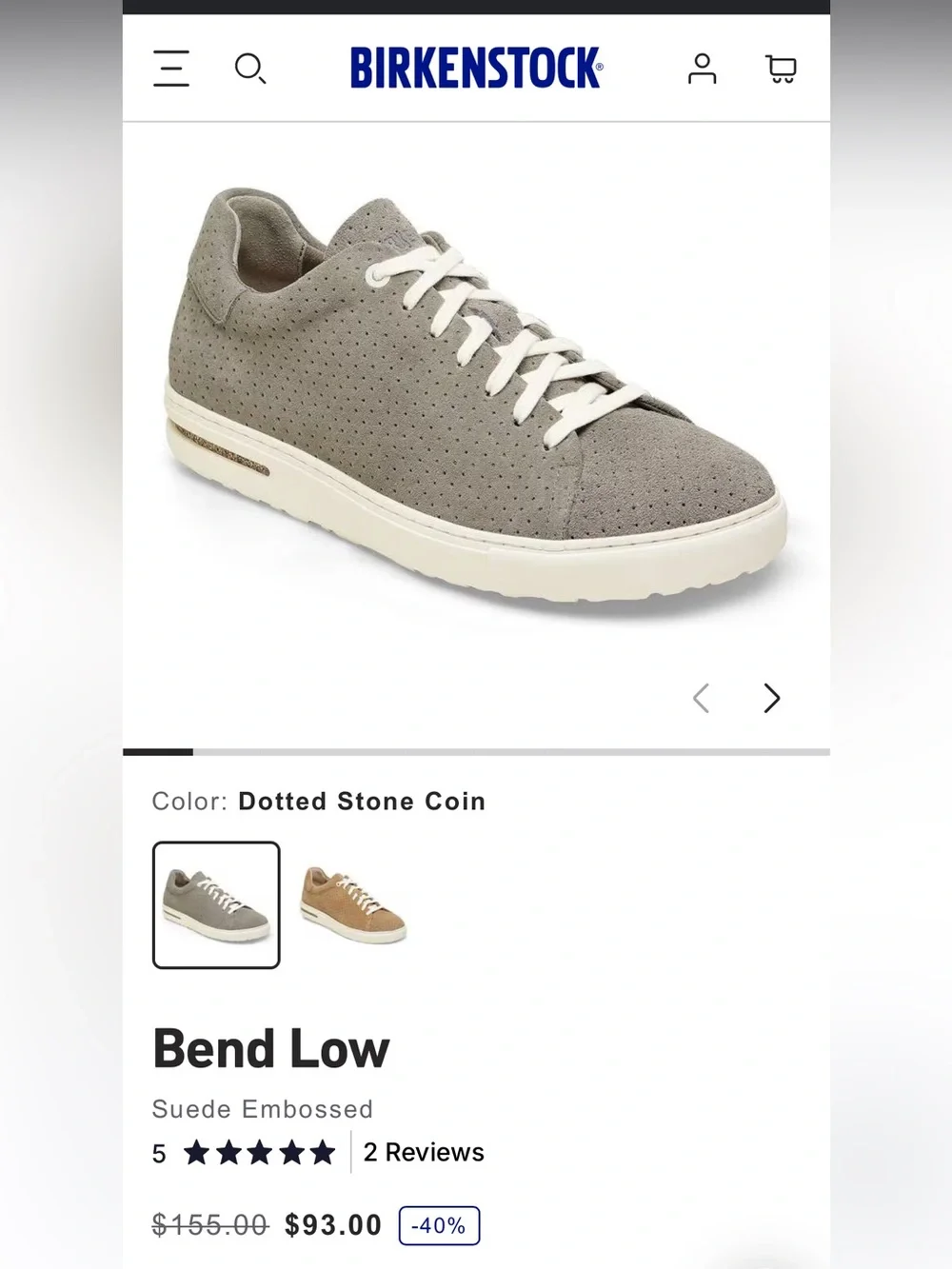 Birkenstock Bend Low Grey Suede Perforated Lace-Up Sneakers